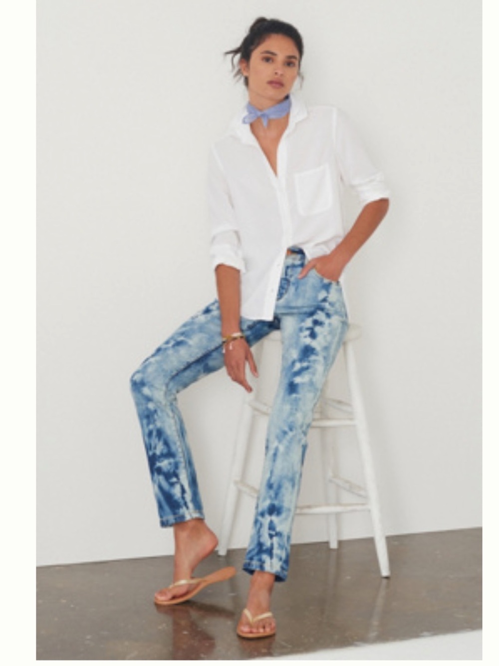 Pilcro Women's Tie-Dye Blue Boyfriend Jeans